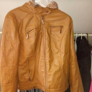 Leather like fitted jacket
